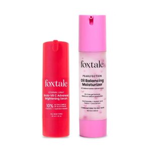 Foxtale Clear Glow Duo | 10% Vitamin C + Glutathione Advanced Brightening Serum + Oil Balancing Moisturizer | Brightens, fades dark spots & controls oil with lightweight hydration