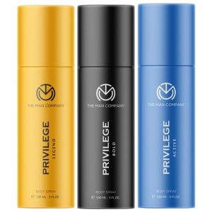 The Man Company Privilege Liquid Deodorants For Man Active, Bold & Legend, Premium Long Lasting Fragrance, Everyday Use Deo Trio Pack (150Ml*3) Sandalwood | Valentine Gift For Him