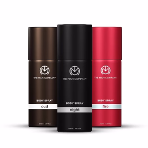 The Man Company Oud, Fire & Night Body Spray Combo Pack For Men | Premium Long-Lasting Fragrance, Everyday Use Deo, 150ml (Pack Of 3)