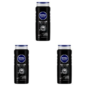 NIVEA MEN Active Clean Shower Gel,500 ml (Pack of 3)