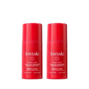 Foxtale 10% Vitamin C-Glutathione Brightening Face Serum for Glowing Skin, Treats Dark Spots, Pigmentation & Dullness, Beginner & Sensitive Skin Friendly | All Skin Types | Women & Men (2 x 10ml each)
