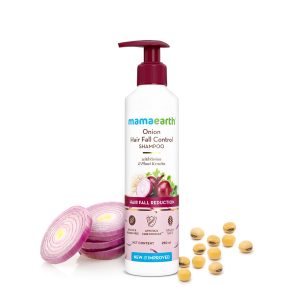 Mamaearth Onion Shampoo for Hair Growth and Hair Fall Control with Onion and Plant Keratin | Reduces Hair Fall | Strengthens & Smoothens Hair | For Men & Women | 250ml