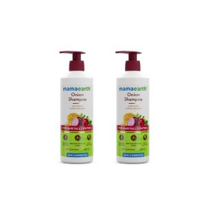 Mamaearth Onion Shampoo for Hair Growth and Hair Fall Control with Onion and Plant Keratin | Reduces Hair Fall | Strengthens & Smoothens Hair | For Men & Women | 400 ml x 2