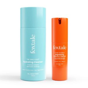 Foxtale Hydrate & Glow Skin Care Kit for Glowing Skin | Cleanser Hydrating Face Wash- 100ml + Vitamin C Face Serum- 30ml | Brightening Skincare Combo Set for Women, Men | All Skin Types