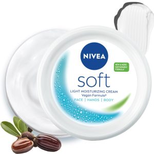 NIVEA Soft Moisturizing Cream, Lightweight Non-Sticky Daily Moisturizer with 72Hr Hydration, Vitamin E & Jojoba Oil | Hydrating Face, Body & Hand Cream for Dry to Normal Skin | Soft Glowing Skin - 100ml
