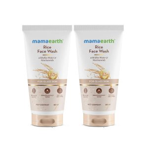 Mamaearth Rice Face Wash With Rice Water & Niacinamide for Glass Skin | 50 ml x 2
