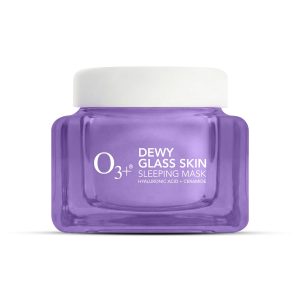 O3+ Dewy Glass Skin Sleeping Mask with 2% Hyaluronic Acid & Ceramides 50gm | Overnight Deep Hydration, Skin Barrier Repair, Radiance Boost, Smooth Texture & Soft Plump Morning Glow | Sleeping face mask