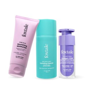 Foxtale Hydrate & Repair Kit | Hydrating Face Wash + Collagen-PDRN Cell Renewal Serum + Nourishing Moisturizer| Cleanses, repairs, plumps & brightens | For all skin types