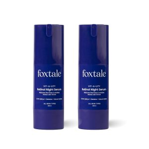 Foxtale (Pack of 2) 0.15% Beginner Friendly Retinol Night Serum | Anti-Aging Night Cream | Reduces Fine Lines and Wrinkles | No Purging | For Younger-looking Skin | Men & Women | All Skin Types - 30 ml