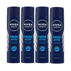 Nivea Fresh Active Original Deodorant and Face Wash Combo for Men,150 ml (Pack of 4)