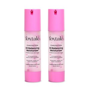 Foxtale Oil-Balancing Gel Face Moisturizer with Niacinamide & Cica | 8hr Oil-Free Glow| Lightweight & Non-Greasy | Reduces Acne & Calms Skin | For Oily & Acne-Prone Skin, | Men & Women| 50 ml each | Pack of 2