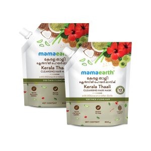 Mamaearth Kerala Thaali Cleansing Pre-Shampoo Hair Mask with Hibiscus, Shikakai, Amla, Flaxseed for Thick & Long Hair 200g (Pack of 2) | Ready To Use Thali | Gently Cleanses | Adds Shine | 100% Natural Herbs | 12 Potent Herbs