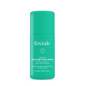 Foxtale Overnight Glow Mask | 4% Glycolic Acid | 3% Lactic Acid |Reduces Blackheads, Whiteheads | 30 Second Salon like Brightening Facial for Glowing Skin | Men & Women - 10ml