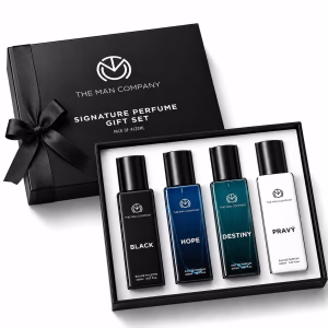 The Man Company Signature Perfume Gift Set for Men 4 X 20ml- Black, Hope, Destiny and Pravy | Fathers Day Gift for Dad | Premium Long-Lasting Fragrance EDPs and EDT for Party, Office, Outing and Date | Fresh scent for daily office wear, for Husband, Boyfriend and Father