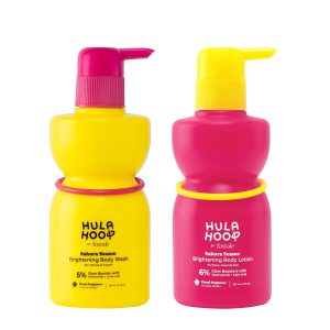 Hula Hoop Brightening Body Wash & Body Lotion | Body Wash with Niacinamide & Lactic Acid | Body Lotion with Kojic Acid, Niacinamide, & SPF 30 | For Smooth & Glowing Skin | 250ml + 200ml