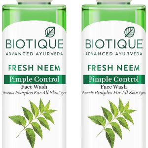 Biotique Fresh Neem Pimple Control Face Wash| Ayurvedic and Organically Pure| Prevents Pimples |100% Botanical Extracts| Suitable for All Skin Types | 200mL (Pack of 2)