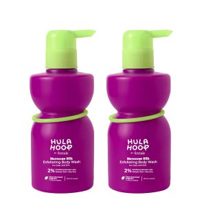 Hula Hoop Exfoliating Body Wash (2 Pcs) | 2% Salicylic Acid + Zinc PCA | Reduces Body Acne, Strawberry Legs & Tan | Exfoliates & Moisturizes to Reveal Smooth & Bump-free Skin | 500ml | For Men & Women