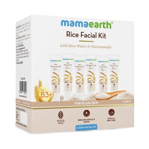 Mamaearth Rice Facial Kit With Rice Water & Niacinamide for Glass Skin - 60 g | Salon-Like Glowing Skin in 6 Easy Steps | Improves Skin Texture | Instant Glow | Suitable for all skin types