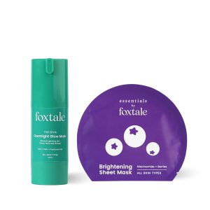 Foxtale Made to Brighten Duo for Glow and Bright Skin with Overnight Glow Mask - 30ml and Brightening Sheet Mask -26g, For All Skin Types, Unisex