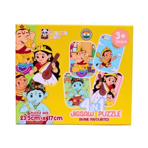 Panda's Box Jigsaw Puzzle Set ? 4 in 1 | As Seen on Shark Tank | Divine Favourites| Hand-Eye Coordination Game| Problem-Solving Skills| 9(Hanuman), 12(Krishna), 18(Ganesha) & 24(Saraswati) Pieces