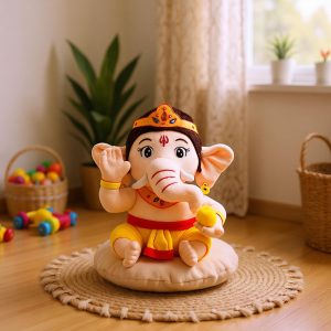 Mantra Chanting Soft Toy (25 Cm) Lord Ganesha Musical Soft Toys | Medium Size Soft Plush Toy | Baby Ganesha Toy with Info Booklet & Instruction | Best Gift for Infants, Kids, Babies