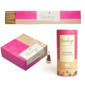 Nirmalaya Premium Rooh Rose Incense Combo Pack | 100% Natural Organic | 40 Incense Sticks, 40 Incense Cones, 40 Dhoop Sticks | Long-Lasting Fragrance for Pooja, Meditation & Yoga