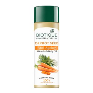 Biotique Carrot Seed Anti- Ageing After- Bath Body Oil | Prevents Fine Lines and Wrinkles |Smooth and Radiant Skin| 100% Botanical Extracts | Suitable for All Skin Types | 120ml
