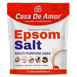 Casa De Amor Premium Epsom Salt for Soothe Muscles, Rejuvenate Skin, and Boost Plant Growth, Body to Soak, Refresh & Garden (5 Kg)