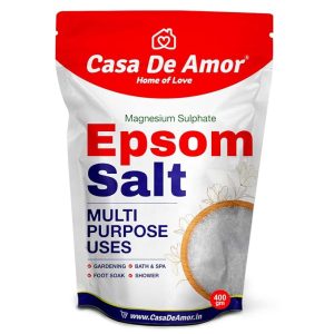 Casa De Amor Premium Epsom Salt for Soothe Muscles, Rejuvenate Skin, and Boost Plant Growth, Body to Soak, Refresh & Garden (400 gm)