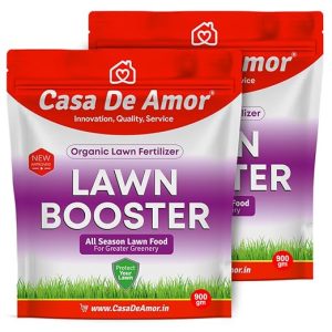 Casa De Amor Organic Lawn Booster | Organic Fertilizer for Lush Green Grass | Eliminates Brown Patches & Strengthens Roots | Easy Dry Application | 2 Packs of 900 gm