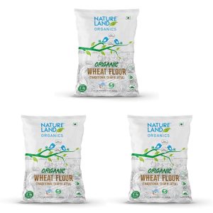 Natureland Organics Whole Wheat Flour 5 Kg - Organic Wheat Flour (Pack of 3)