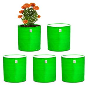 Casa De Amor Premium 9x9 Inches HDPE Pack of 5 UV Protected 260 GSM Round Plant Grow Bags Suitable for Terrace and Vegetable Gardening (9x9 Inches)