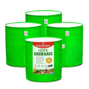 Casa De Amor Premium 18x18 Inches HDPE Pack of 4 UV Protected 260 GSM Round Plant Grow Bags Suitable for Big Plants, Trees, Climbers, Root Vegetables, and Multi-Planting setups Gardening