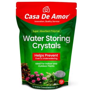 Casa De Amor Water Storing Crystals | Water Retaining Super Absorbent Polymer for Plant, Soil Mixing and Hydroponics Gardening, Lucky Bamboo Plant (250 gm)