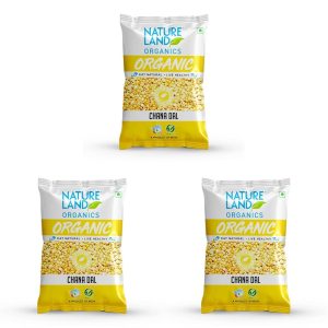 Natureland Organics Chana Dal 1 Kg - Organic Healthy Pulses (Pack of 3)