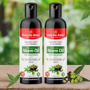 Casa De Amor Organic Cold Pressed, Essential Pure Neem Oil for Spray on Plants & Garden (2 Packs of 200ml (Total 400 ml)