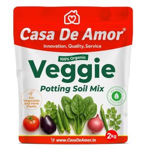 Casa De Amor Organic Veggie Potting Soil Mix for Vegetables & Herbs | Ideal for Kitchen & Terrace Garden | 100% Natural, Ready to Use Growing Media- 2 kg