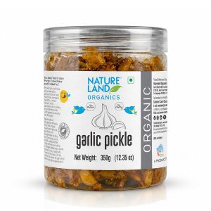 Natureland Organics Garlic Pickle 350 Gm - Organic Healthy Pickles