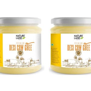 Natureland Organics Premium Cow Ghee - 100% Organic Indian Desi Cow Ghee Pet Bottle, 2 x 400 ml