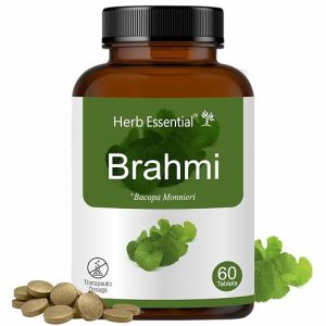 Herb Essential Brahmi Tablets 500mg, 60 Count, Helps Memory & Brain Health