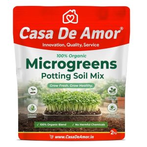 Casa De Amor Microgreens Potting Soil Mix 2 Kg ? Organic Ready Soil for Microgreens, Wheatgrass, Salad Greens & Herbs | Fast Germination Indoor Kitchen & Terrace Gardening Soil
