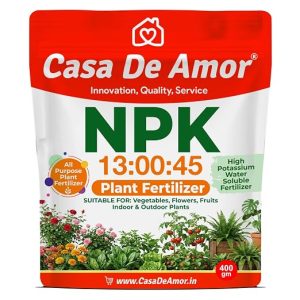 Casa De Amor NPK 13:00:45 Plant Fertilizer 400gm | Water Soluble | High Potash Plant Food for Flowers, Fruits, Vegetables | Foliar Spray & Soil Use | Home Gardening