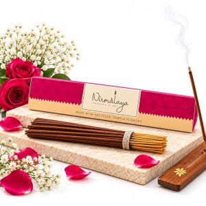 Nirmalaya Premium Rose (Gulab) Incense Sticks | Natural Agarbatti Sacred Flowers | 40 Each Pack | Burn Time 25 Min | Charcoal-Free Luxury for Pooja, Meditation & Yoga