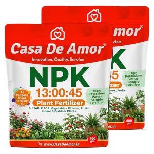 Casa De Amor NPK 13:00:45 Plant Fertilizer 800 gm | Water Soluble | High Potash Plant Food for Flowers, Fruits, Vegetables | Foliar Spray & Soil Use | Home Gardening