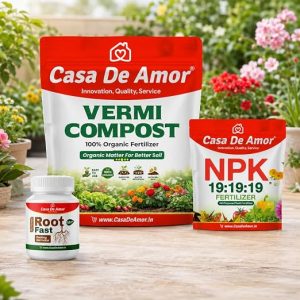 Casa De Amor Complete Plant Care Combo | Vermicompost 5 Kg, NPK 19:19:19 Fertilizer 400 g & Root Fast 50 g | Soil Care, Plant Nutrition and Rooting Support