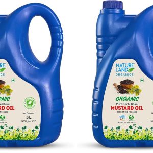 Natureland Organics Kachhi Ghani Pure Mustard Oil 5 Ltr - Cold Pressed (Pack of 2)