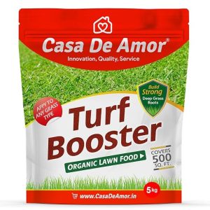 Casa De Amor Turf Booster Lawn Fertilizer | Builds Thick, Green & Healthy Lawns | Nutrient-Rich Granules for Stronger Grass | Easy Dry Application | 5 kg (Covers 500 sq. ft.)